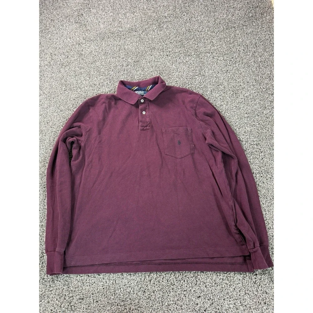 Vintage Polo Ralph Lauren Long Sleeve Polo Shirt Men's Size Large Red Preppy